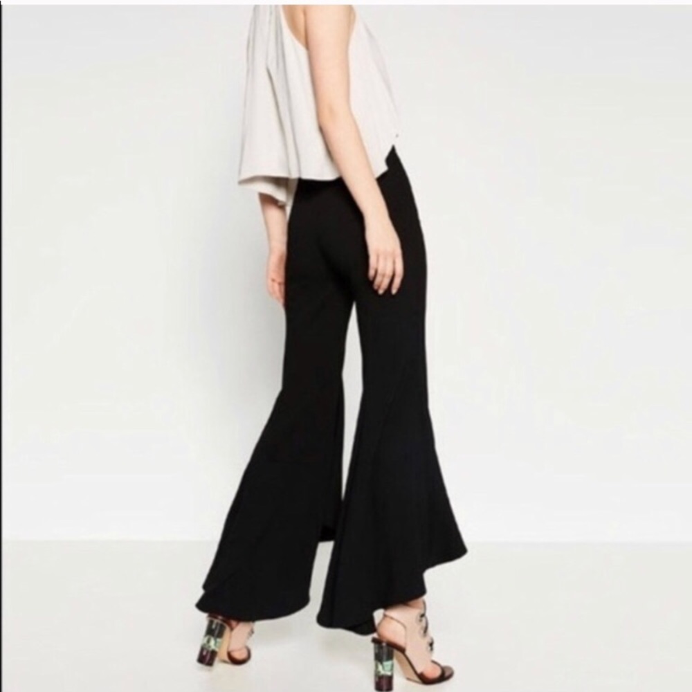 Zara black high waisted crop flare pants